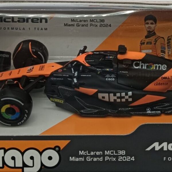 burago 1/43 2024 F1 McLaren MCL 38 #81 Piastri WB F-1 Formula Racing Diecast