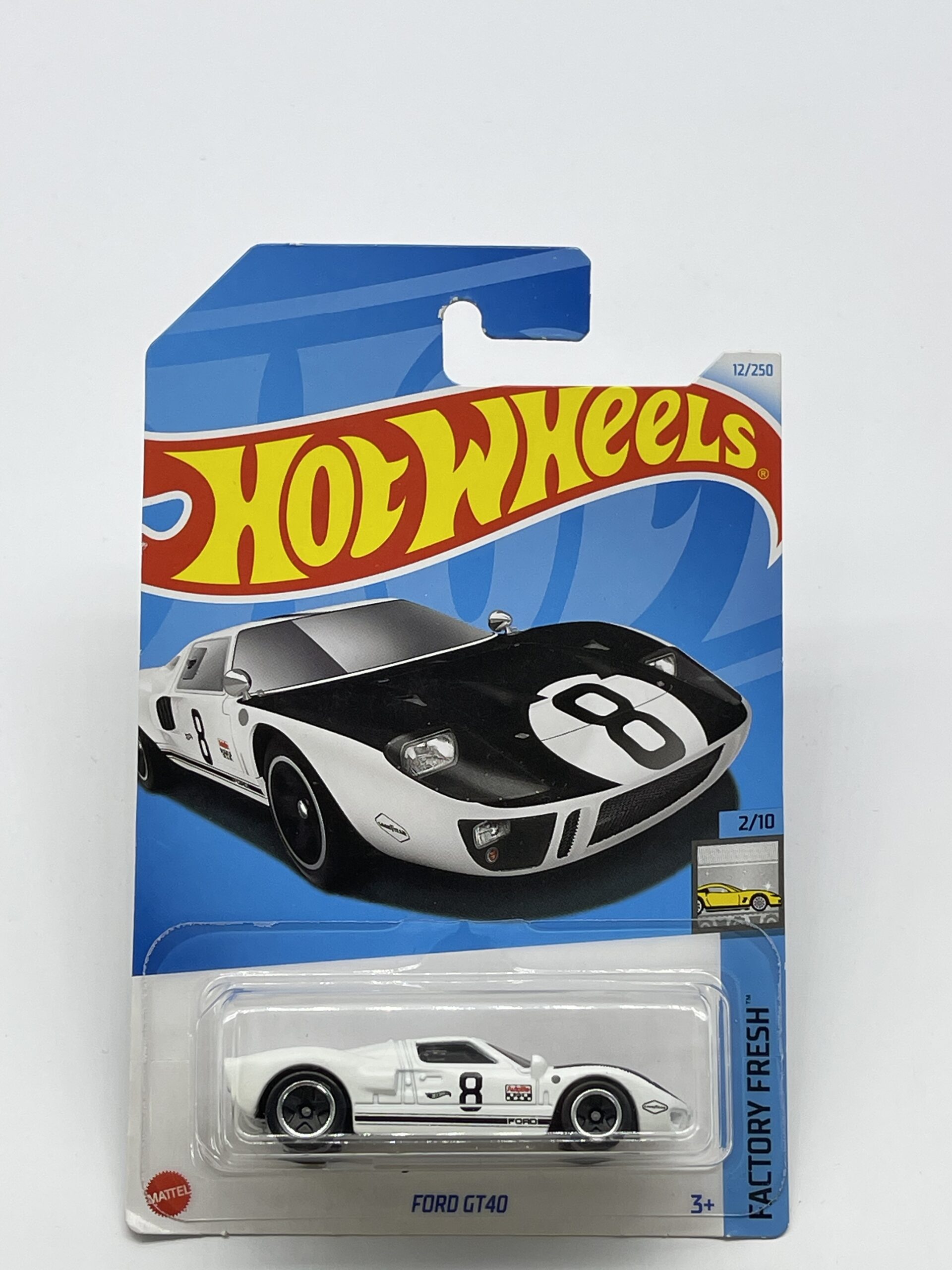 Hot Wheels Factory Fresh Ford GT40 White 2/10 Long Card 12/250